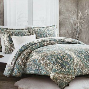 Nicole Miller Floral Medallion Paisley King 3 Pc 100% Cotton Duvet Cover Set